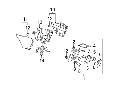 2006 Chevy Uplander Compartment, Gray Diagram for 15119273