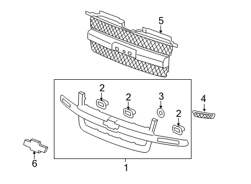 2006 Chevy Trailblazer Grille & Components Diagram
