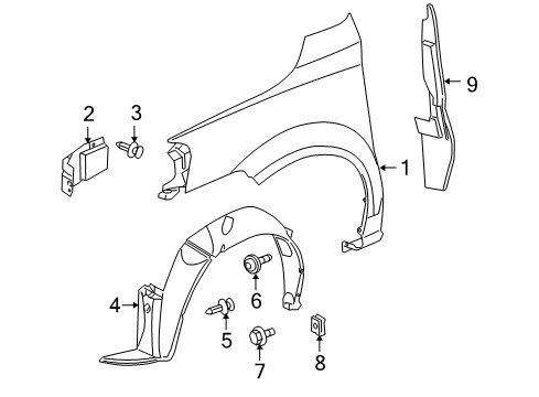 2005 Saturn Relay Fender & Components Diagram