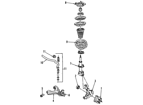 1998 Oldsmobile Regency Front Suspension Components, Lower Control Arm, Stabilizer Bar Diagram