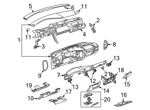 2000 Buick Century Upper Trim Panel Diagram for 10430621