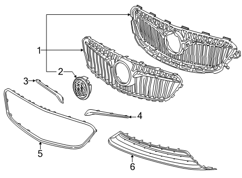 2020 Buick Regal TourX Grille & Components Diagram