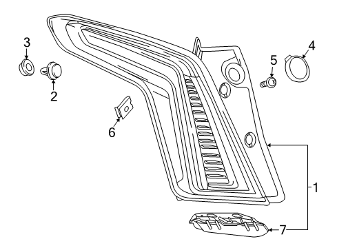 2021 Cadillac XT5 Tail Lamp, Clear Lens, Rear Driver Side Diagram for 84245001