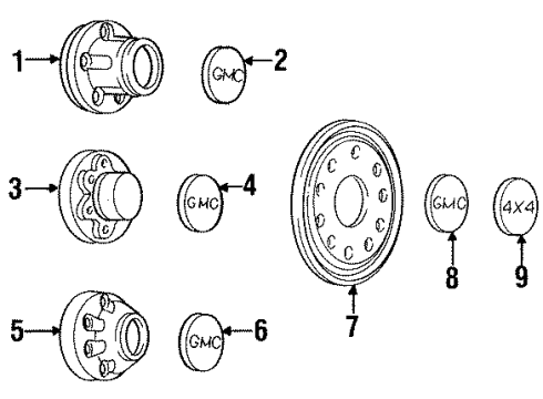 1994 GMC C3500 Wheels, Covers & Trim Diagram 5 - Thumbnail