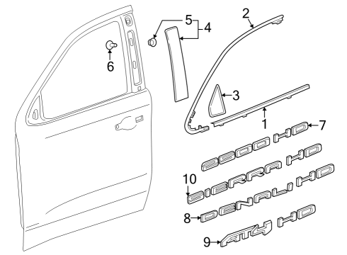 2022 GMC Sierra 3500 HD Exterior Trim - Front Door Diagram