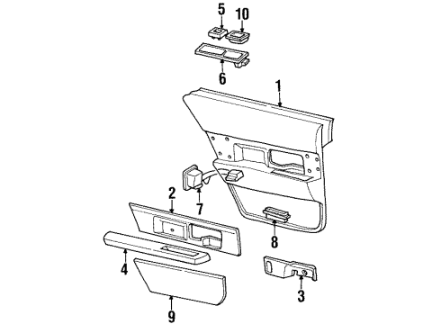 1998 Buick LeSabre Armrest Base, Gray, Passenger Side Diagram for 16668464