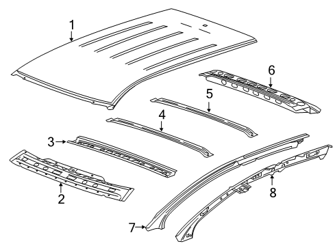 2022 Cadillac XT5 Roof & Components Diagram