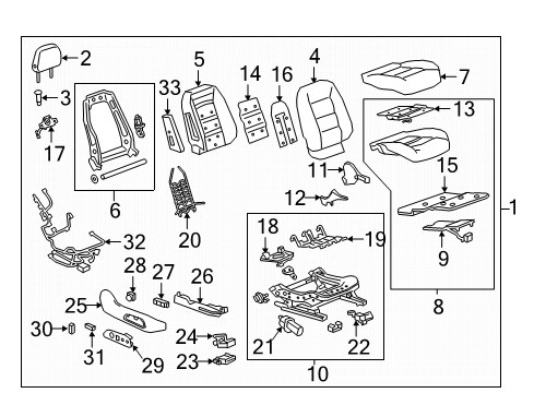 2022 Chevy Equinox Passenger Seat Components Diagram