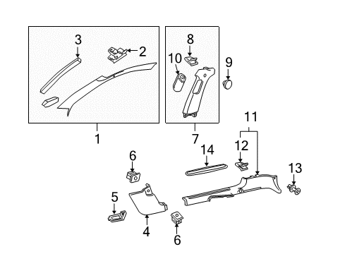 2006 Pontiac GTO Interior Trim - Pillars, Rocker & Floor Diagram
