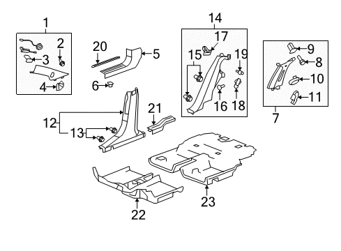 2008 Saturn Aura Interior Trim - Pillars, Rocker & Floor Diagram