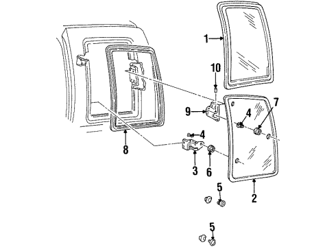1990 GMC C3500 Side Glass Diagram
