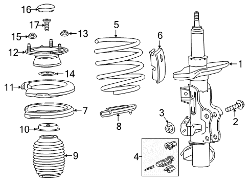 2016 Cadillac ATS Lower Spring Insulator, Front Diagram for 23164573