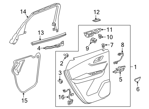 2022 Chevy Blazer Interior Trim - Rear Door Diagram