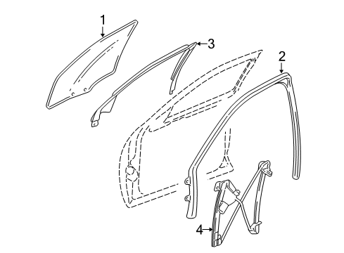 2005 Cadillac STS Front Door - Glass & Hardware Diagram
