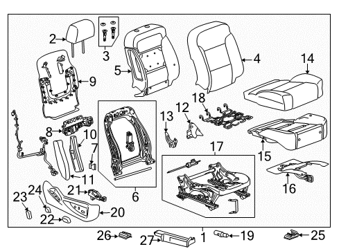 2020 Cadillac Escalade ESV Passenger Seat Components Diagram
