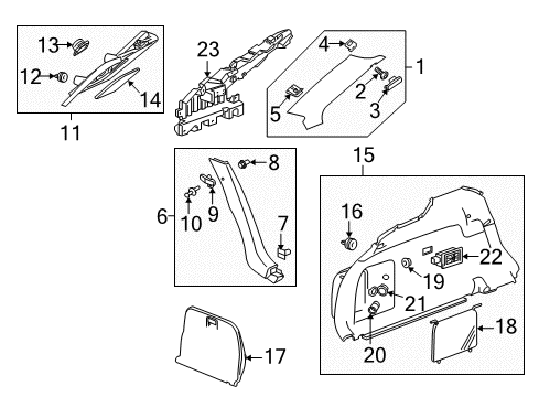 2012 Cadillac CTS Interior Trim - Quarter Panels Diagram