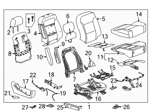 2016 Chevy Silverado 2500 HD Passenger Seat Components Diagram 4 - Thumbnail