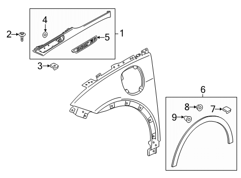 2022 Chevy Bolt EV Upper Molding, Front Driver Side Diagram for 42754254