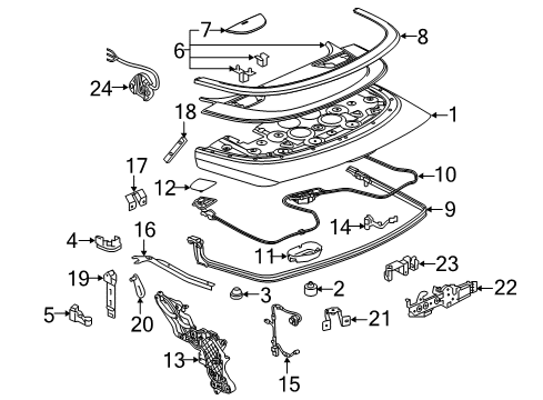 2018 Buick Cascada Trunk Lid Bumper, Rear Diagram for 23283452