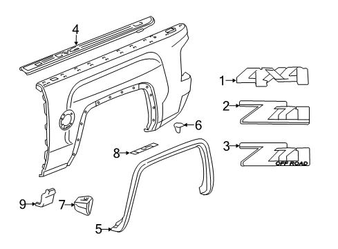 2015 Chevy Silverado 2500 HD Exterior Trim - Pick Up Box Diagram 2 - Thumbnail