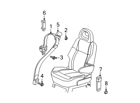 2007 Buick Rendezvous Rear Seat Belts Diagram 2 - Thumbnail