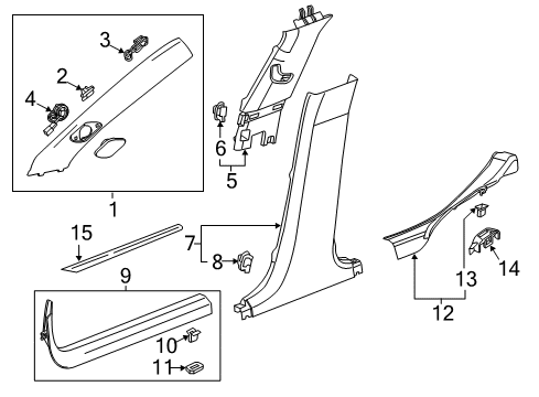 2016 Cadillac ATS Interior Trim - Pillars, Rocker & Floor Diagram