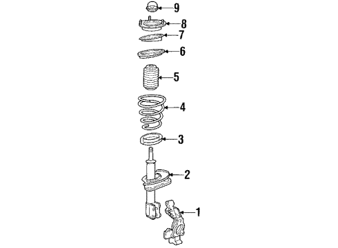 1991 Oldsmobile Cutlass Calais Front Suspension Components, Lower Control Arm, Stabilizer Bar Diagram