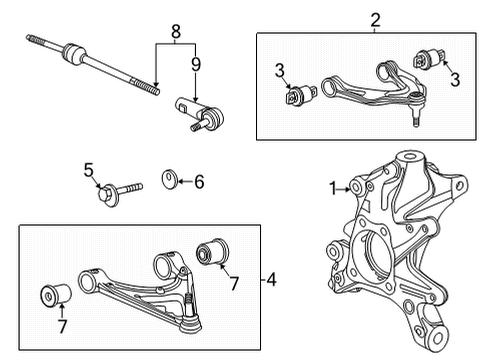 2022 Chevy Corvette Rear Suspension, Lower Control Arm, Upper Control Arm, Ride Control, Stabilizer Bar, Suspension Components Diagram