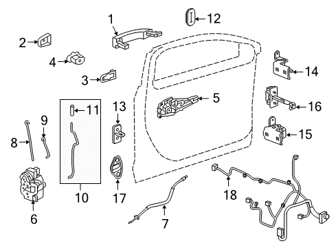 2017 Buick Regal Front Door - Lock & Hardware Diagram