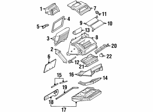 1999 Oldsmobile Cutlass A/C Evaporator & Heater Components Diagram