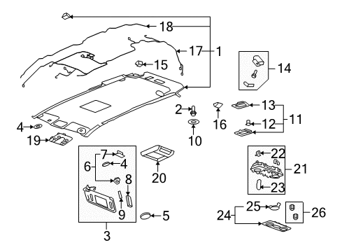 2012 Buick Enclave Interior Trim - Roof Diagram