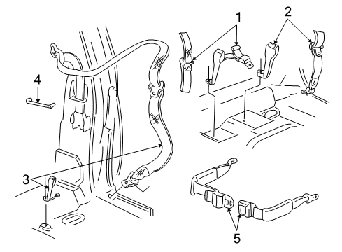 1996 Chevy S10 Lap & Shoulder Belt, Front Passenger Side Diagram for 12380608