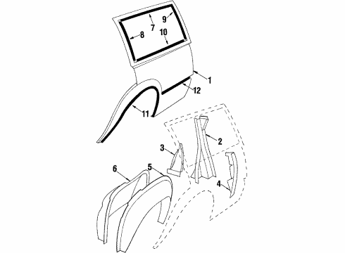 1985 Pontiac J2000 Sunbird Reveal Molding, Passenger Side Diagram for 20341706