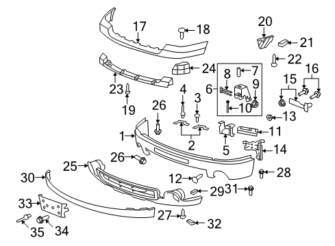 2010 GMC Sierra 1500 Front Bumper Diagram