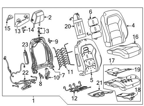 2022 Chevy Camaro Passenger Seat Components Diagram