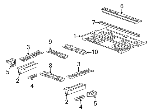 2012 Cadillac SRX Pillars, Rocker & Floor - Floor & Rails Diagram