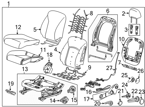 2017 Buick Verano Driver Seat Components Diagram