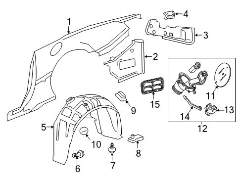 2020 Chevy Camaro Quarter Panel & Components Diagram 1 - Thumbnail