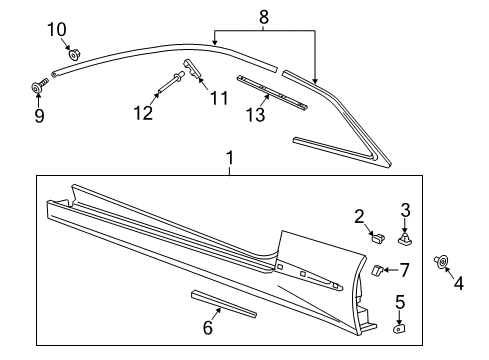 2016 Cadillac ELR Exterior Trim - Pillars, Rocker & Floor Diagram
