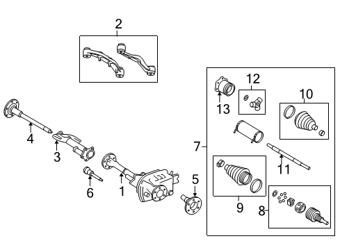 2007 Chevy Silverado 2500 HD Carrier & Front Axles Diagram
