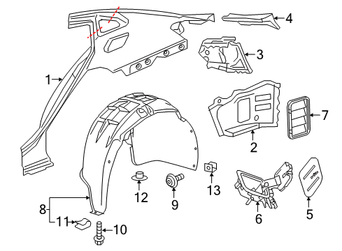 2021 Chevy Malibu Quarter Panel & Components Diagram