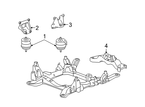 2008 Cadillac STS Engine & Trans Mounting Diagram