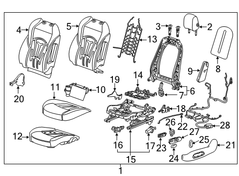 2017 Buick LaCrosse Driver Seat Components Diagram