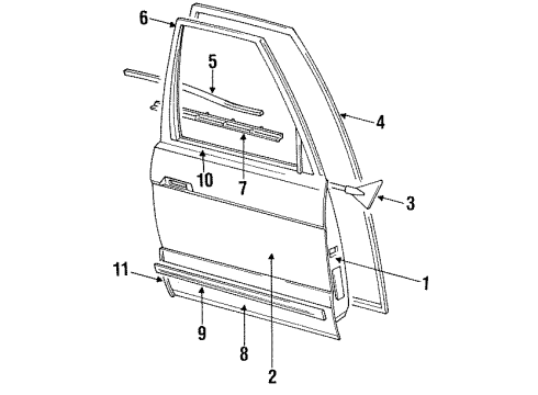 1991 Oldsmobile Cutlass Supreme Weatherstrip, Passenger Side Diagram for 10271744