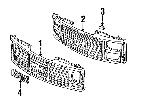 1999 GMC C2500 Suburban Grille & Components Diagram