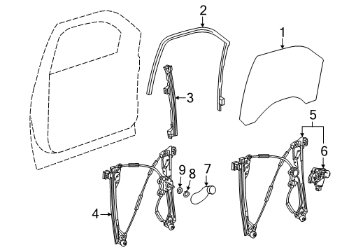 2015 Chevy Silverado 1500 Front Door - Glass & Hardware Diagram
