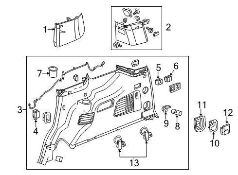2017 GMC Yukon Interior Trim - Quarter Panels Diagram