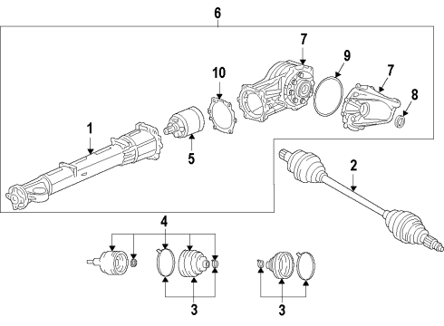 2007 Saturn Outlook Rear Axle, Axle Shafts & Joints, Differential, Drive Axles, Propeller Shaft Diagram