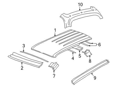2004 Chevy Trailblazer Roof & Components Diagram