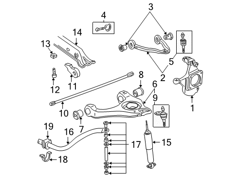 2005 GMC Yukon XL 2500 Knuckle, Passenger Side Diagram for 18060909